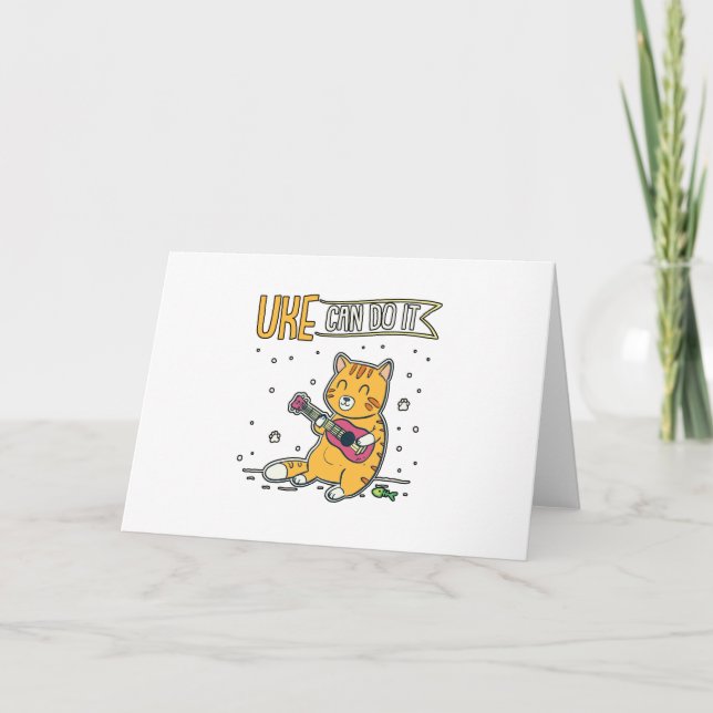 Carte UKE Peut Le Faire Ukulele Ukelele Cat Guitare Musi (Devant)