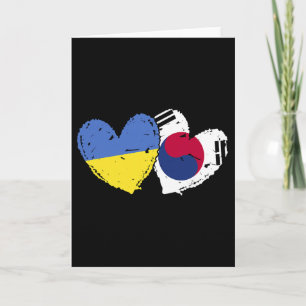 Carte Ukraine Corée du Sud Cœur Drapeaux Ukrainien Corée