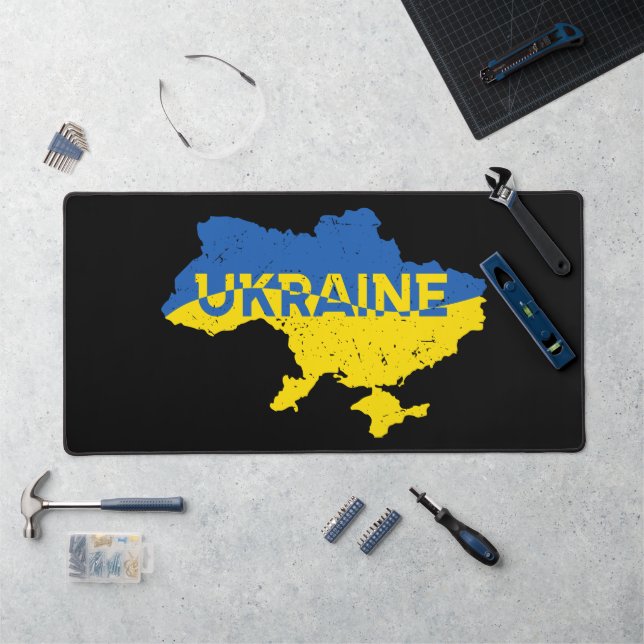Carte ukrainienne. Drapeau ukrainien. Ukraine (Poste de travail)