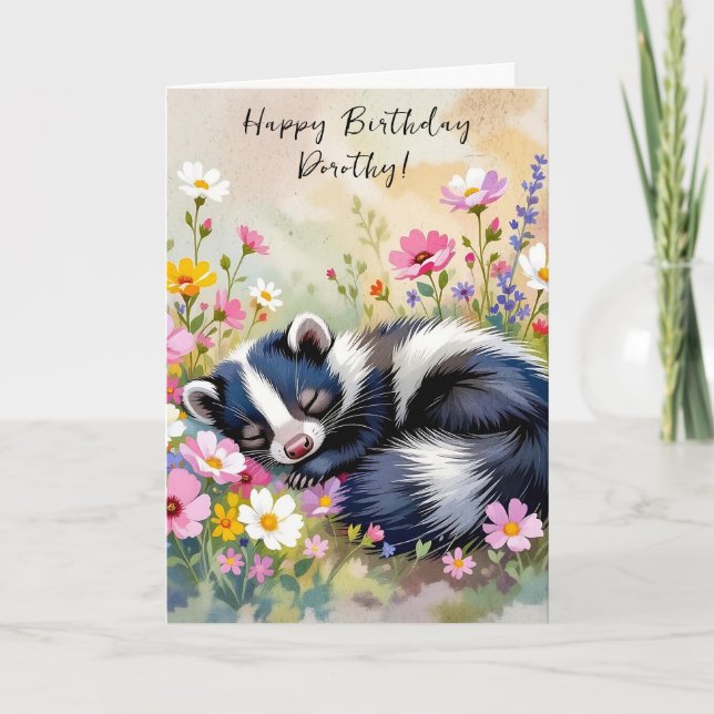 Carte Un adorable Skunk Thème Personnalisé Anniversaire (Devant)