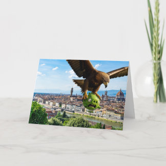 Carte Un aigle puissant emporte un porc gênant.