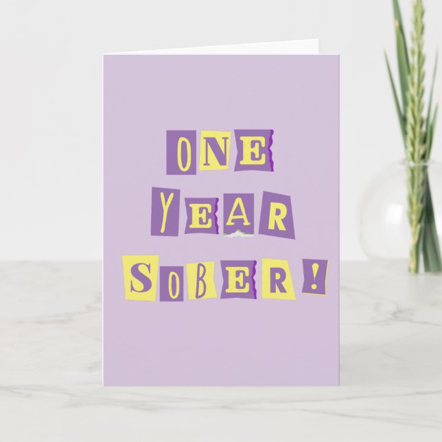 Carte « Un an de sobriété » avec enveloppe ~ 5x7 " (Devant)