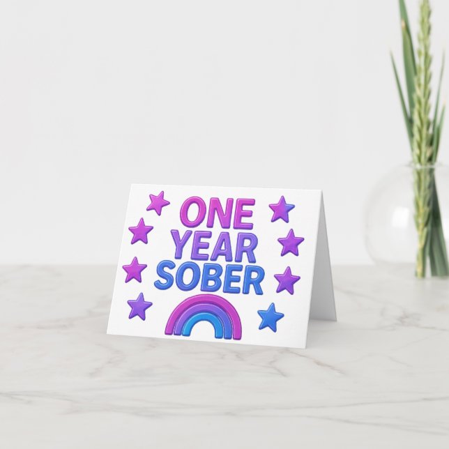 Carte Un an Sober sobriété anniversaire AA NA (Devant)