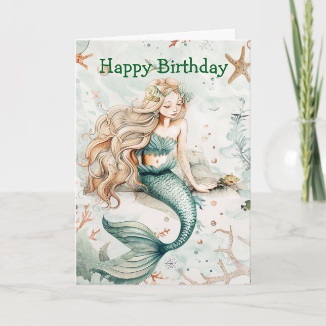 Carte Un Anniversaire de Sirène Mignonne (Devant)