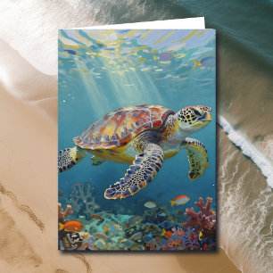 Carte Un anniversaire sur le thème de la tortue marine