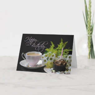 Carte Un Anniversaire Tea Yum thé gâteau fleurs