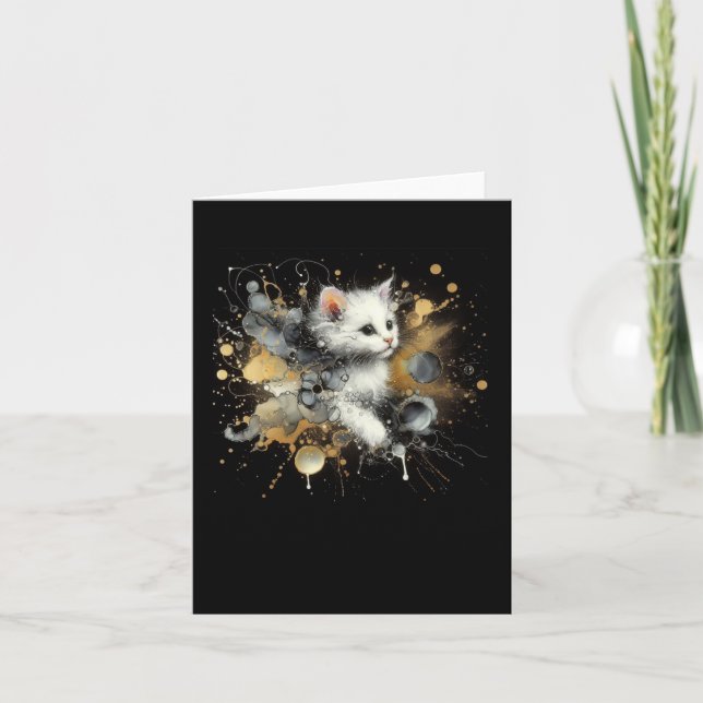 Carte Un autocollant de chat dans la nuit noire  (Devant)