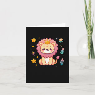 Carte Un autocollant de lion mignon 