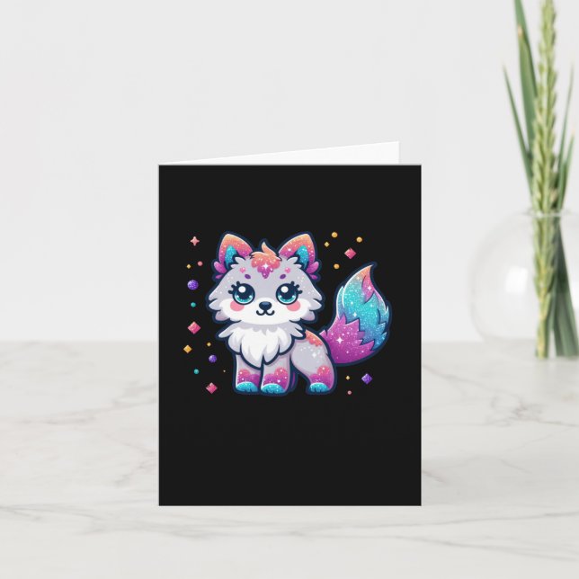 Carte Un Autocollant Loup Mignon  (Devant)