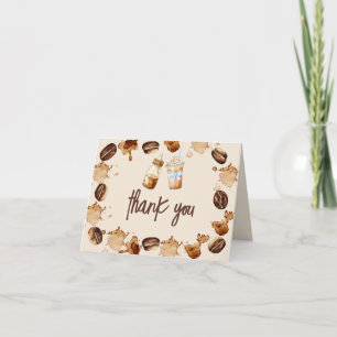 Carte Un bébé prépare un café Garçon Baby Shower Merci