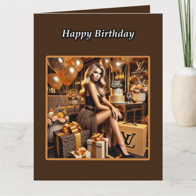 Carte Un bel anniversaire de femme luxueux (Devant)