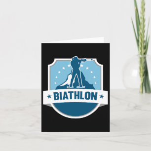 Carte Un biathlète avec fusil et skis de fond Moti
