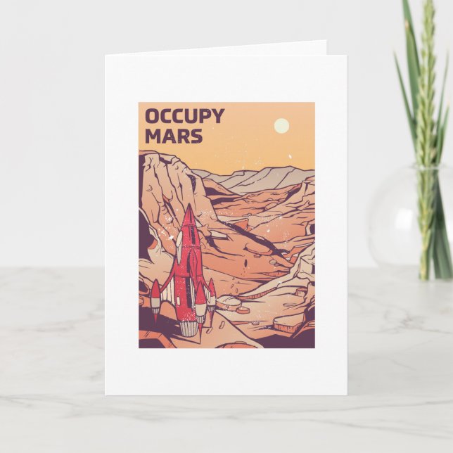 Carte Un cadeau d'Occupy Mars Retro Space Rocket (Devant)
