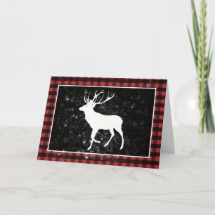 Carte Un cerf avec neige sur un buffle Chèque Noël