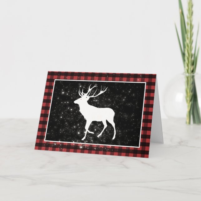 Carte Un cerf avec neige sur un buffle Chèque Noël (Devant)