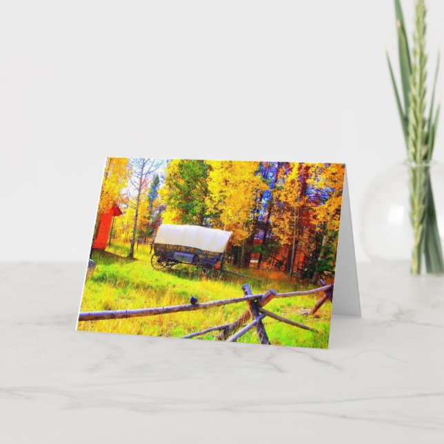 Carte Un chariot couvert dans un arrangement d'automne (Devant)