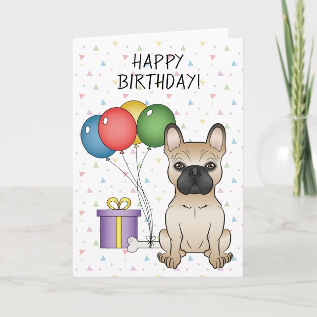 Carte Un chien de taureau français, un joyeux anniversai (Devant)