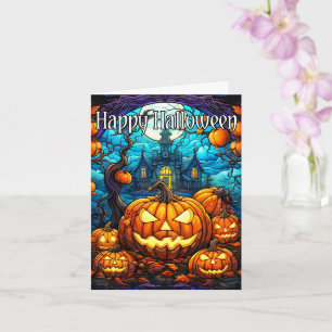 Carte Un Citrouille d'Halloween tristement heureux