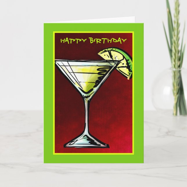 Carte Un Cocktail en verre Croquis Joyeux anniversaire (Devant)