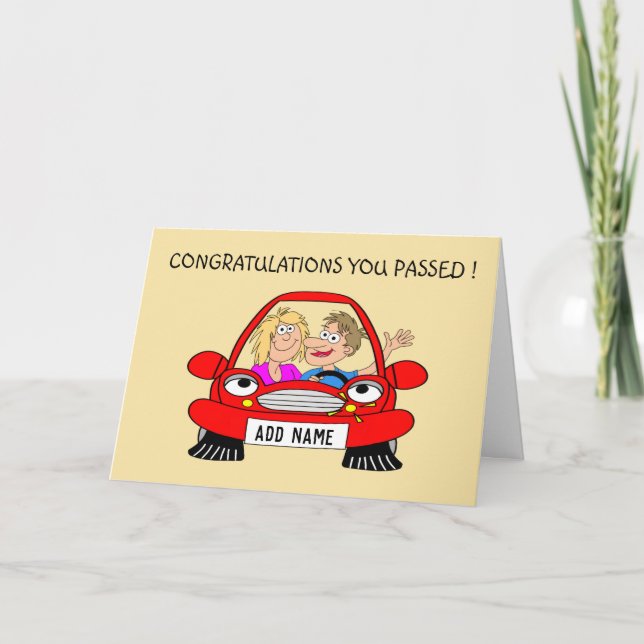Carte Un conducteur masculin a réussi le test de conduit (Devant)