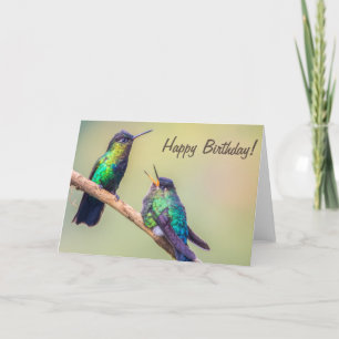 Carte Un couple de colibris parle d'un joyeux anniversai