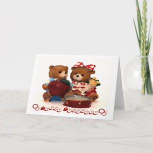 Carte Un couple de Teddy bear heureux anniversaire