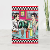 Un couple des années 1950 à Diner Joyeux anniversa