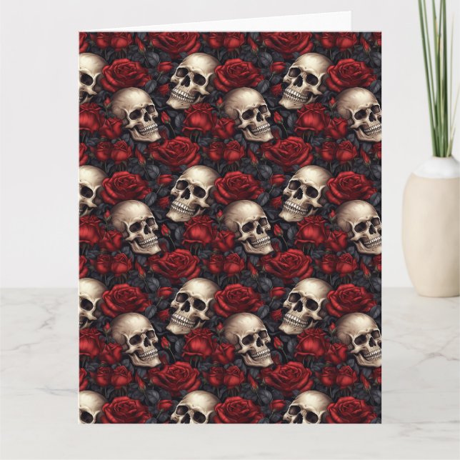 Carte Un crâne et une série Rose 10 (Devant)