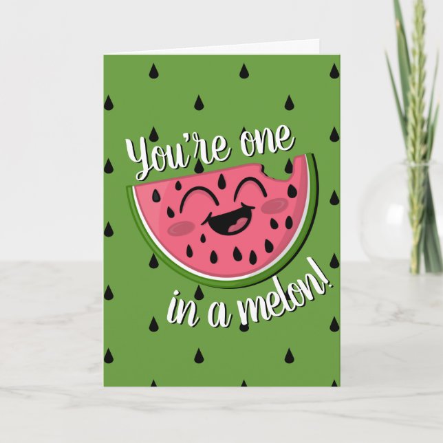 Carte Un dans un Melon Cute Watermelon Green Anniversair (Devant)