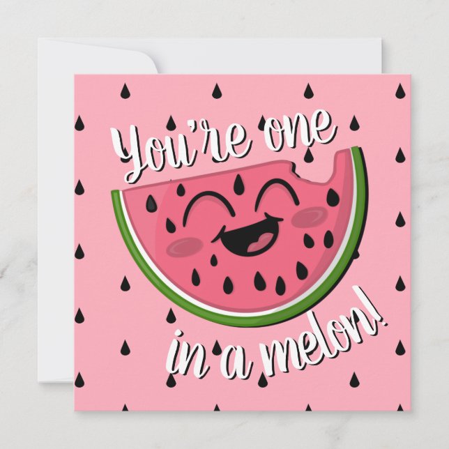 Carte Un dans un Melon Cute Watermelon rose Anniversaire (Devant)
