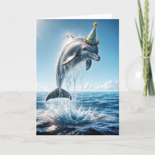 Carte Un dauphin d'anniversaire qui sort de l'eau