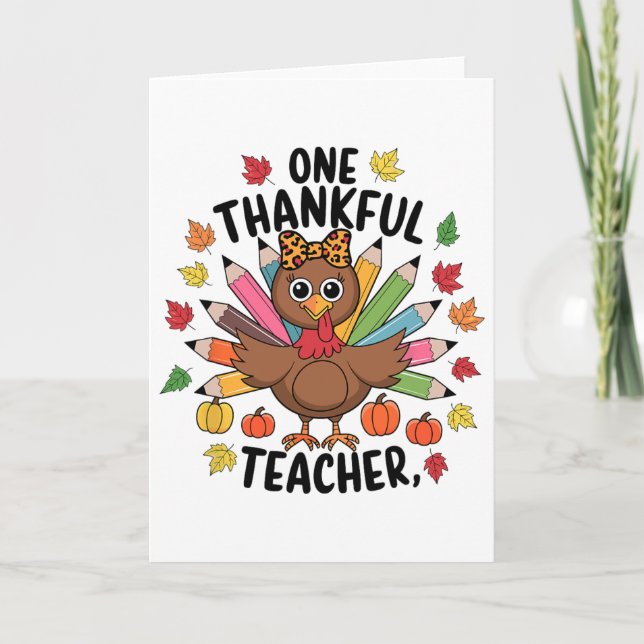 Carte Un dindon de Thanksgiving pour un enseignant recon (Devant)