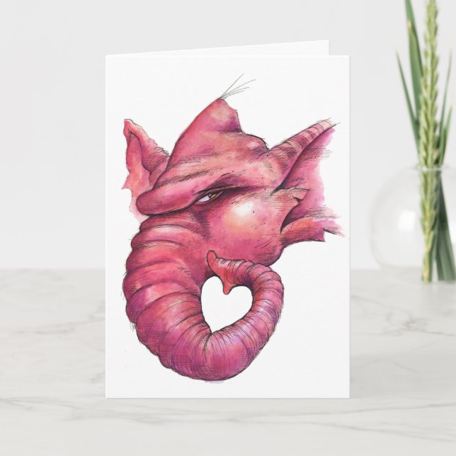 Carte Un éléphant n'oublie jamais la Saint-Valentin ! (Devant)
