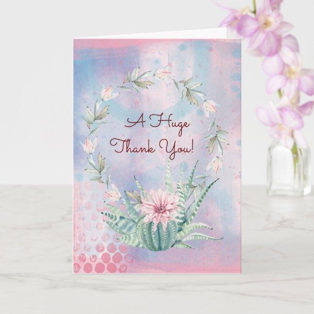 Carte Un énorme cactus d'aquarelle Merci (Orchidée)