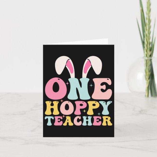 Carte Un Enseignant Hoppy Bunny Jour de Pâques Garçon Su (Devant)