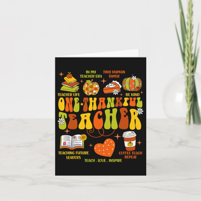 Carte Un enseignant reconnaissant Rétro Groovy Thanksgiv (Devant)