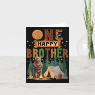 Carte Un frère heureux campeur 1er anniversaire ours de 