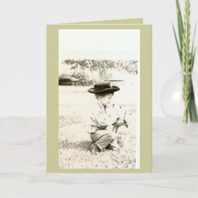 Carte un garçon et son premier chien (Devant)