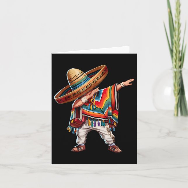 Carte Un Garçon Mexicain Dabbing Poncho Funny Cinco De M (Devant)