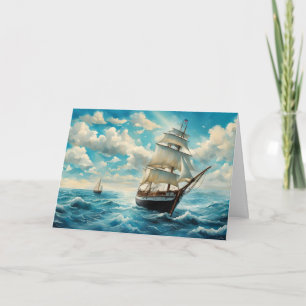Carte Un grand navire et un beau temps Anniversaire