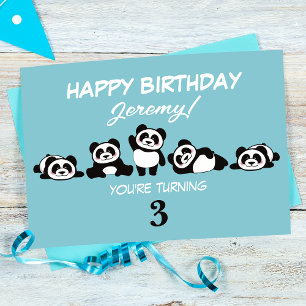 Carte Un groupe de pandas Anniversaire personnalisé
