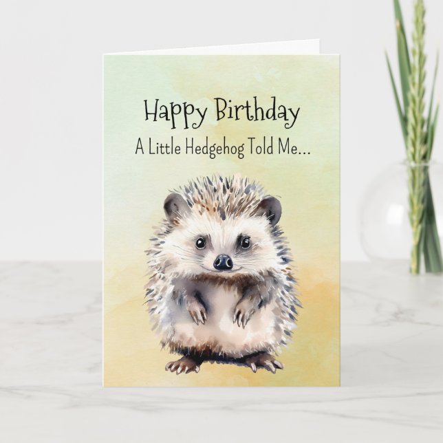 Carte Un Hérisson Personnalité Anniversaire Animaux Amus (Devant)