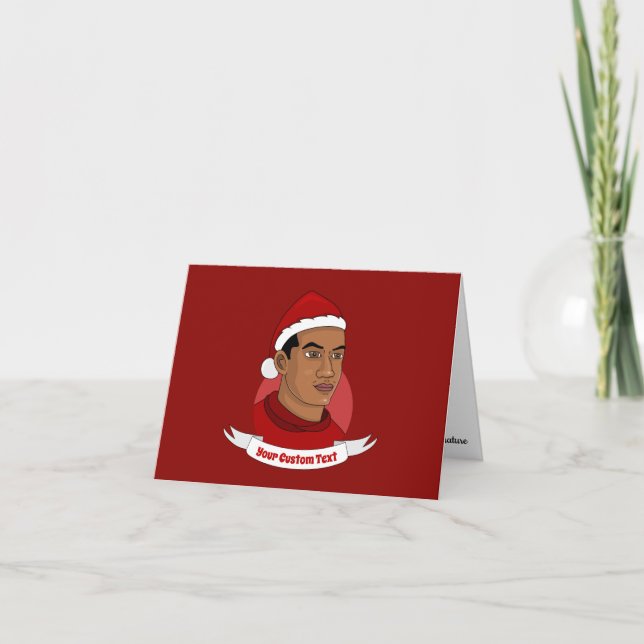 Carte Un homme avec le Père Noël casquette dessin animé (Devant)