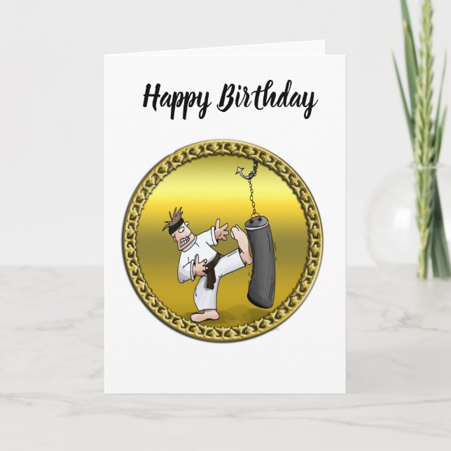 Carte Un homme de karaté de ceinture noire qui donne un  (Devant)