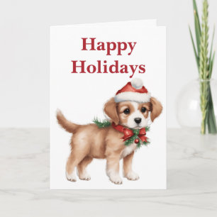 Carte Un joli Noël blanc chiot de Noël