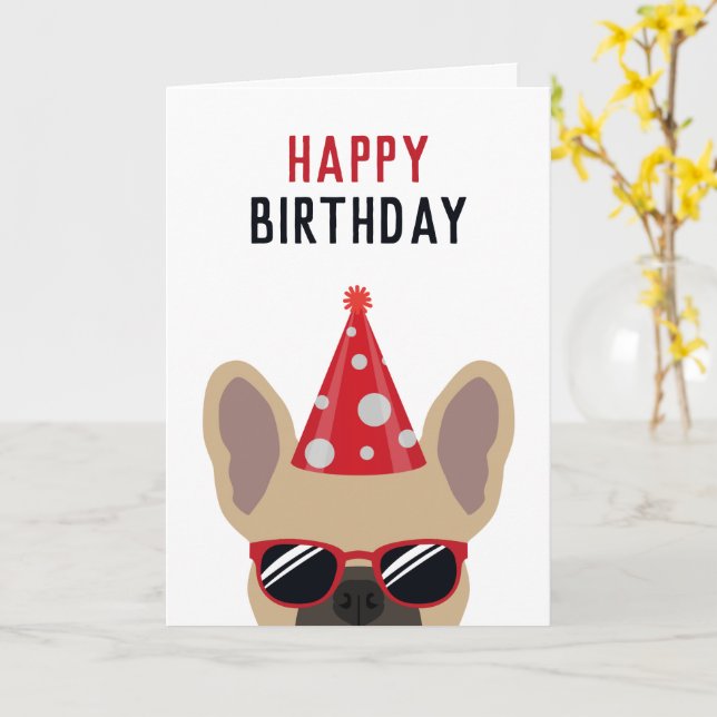 Carte Un joyeux anniversaire pour un chien de taureau fr (Fleur jaune)