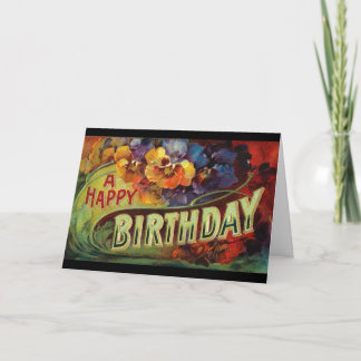 Carte Un joyeux anniversaire Vintage peint
