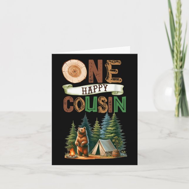 Carte Un Joyeux Camper Cousin Premier Anniversaire Campi (Devant)