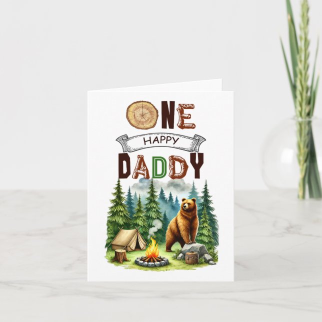 Carte Un joyeux papa Camper Premier Anniversaire Camping (Devant)