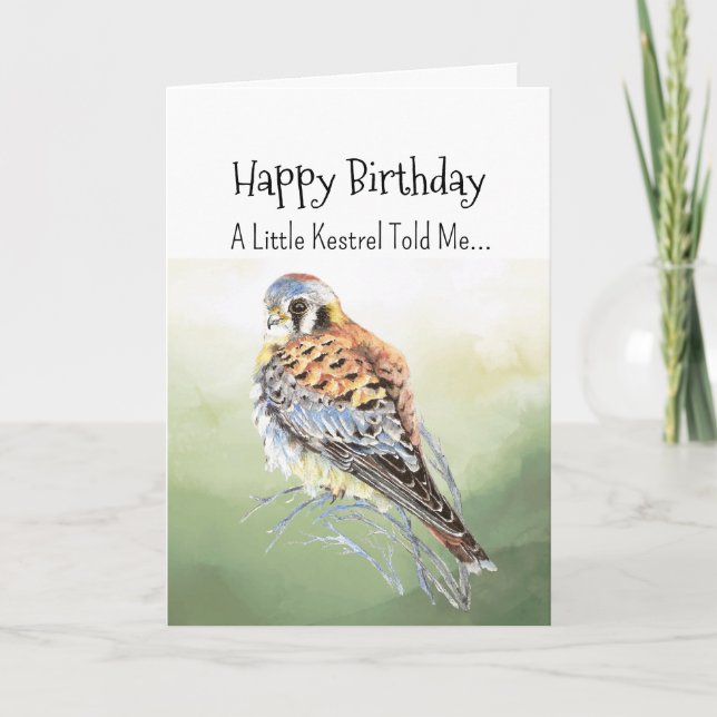 Carte Un Kestrel Personnalité Anniversaire Amusant Oisea (Devant)